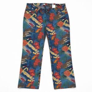 Tommy Hilfiger Jeans Deadstock NWT Y2K Tropical Parrot Print Bootcut Size 13